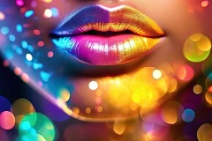 Firefly-sexy-black-woman-close-up-lips-in-geometric-patten-complimentary-color-lipstick-photographi-1