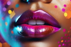 Firefly-sexy-black-woman-close-up-lips-in-geometric-patten-complimentary-color-lipstick-photographi